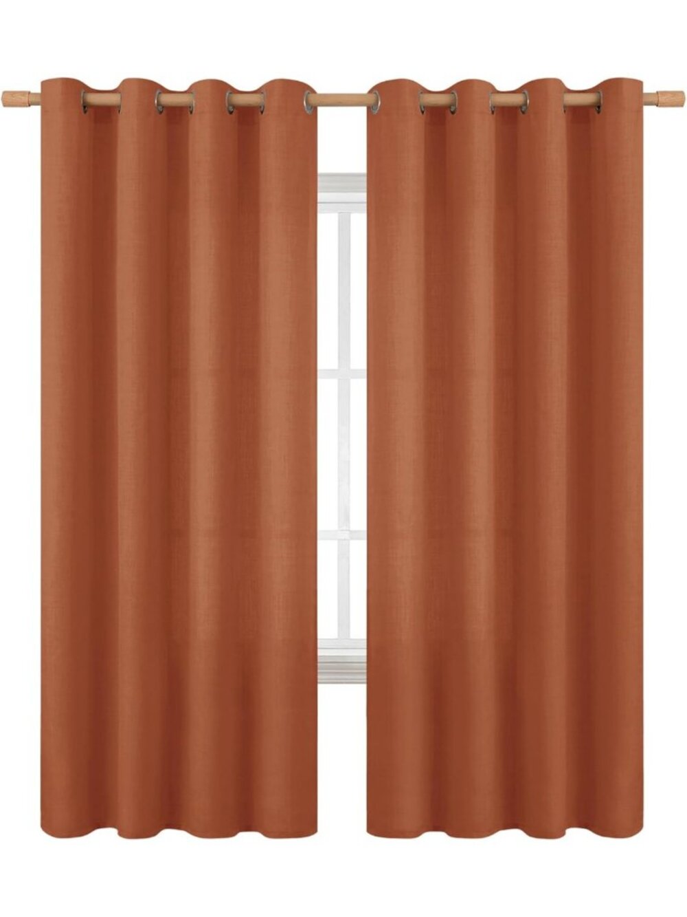 72-Inch Terracotta Linen Curtains - Thick Light Filtering Grommet Drapes, 2